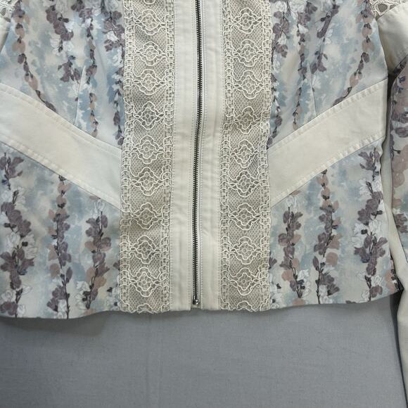 BCBGMAXAZRIA XS White Jacket Full Zip Motorcycle Style - Picture 2 of 7